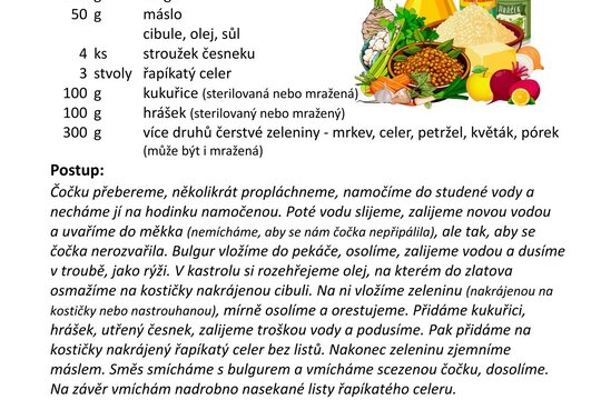 Čočkové bulgureto se zeleninou a salát z červené řepy s jablky 1